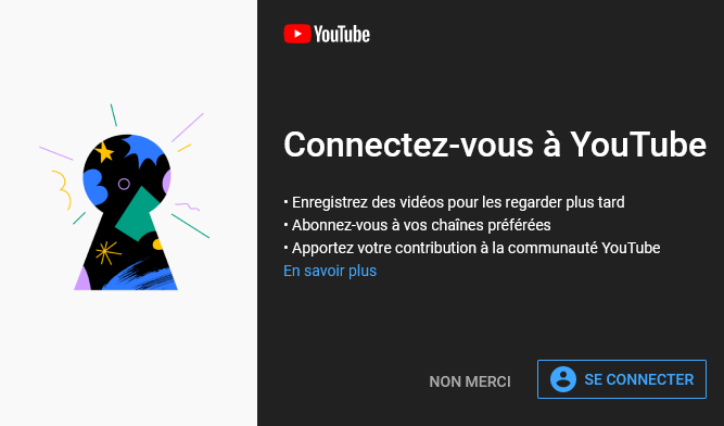 Bloquer la popup "Connectez-vous à YouTube"