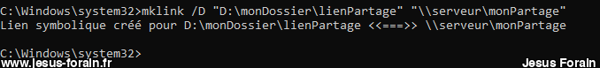 🖧 🔗📂Windows: mklink, créer un lien sur son disque dur vers un partage réseau