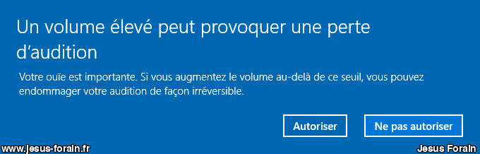 Désactiver le message "Un volume élevé peut provoquer une perte d'audition"