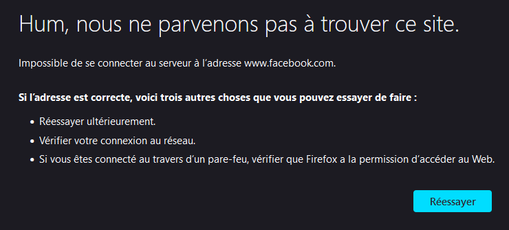 Facebook en panne à cause d'un problème de DNS